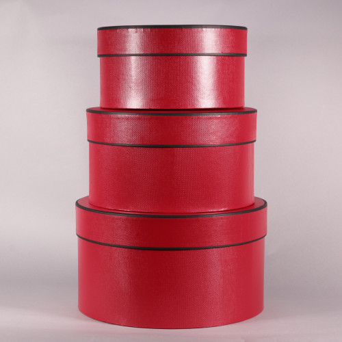 Red and Black Round Hat Boxes Set of 3