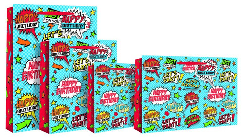 Comic Speech Happy Birthday Large Gift Bag Comic Speech Happy Birthday Large Gift Bag