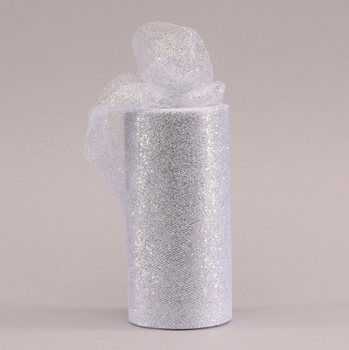 Silver Glitter Tulle 15cm x 23m Silver Glitter Tulle 15cm x 23m