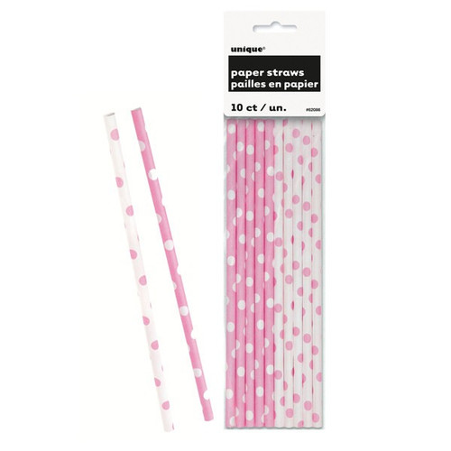Lovely Pink Polka Dot Paper Beverage Straws (10 pk) Lovely Pink Polka Dot Paper Beverage Straws (10 pk)