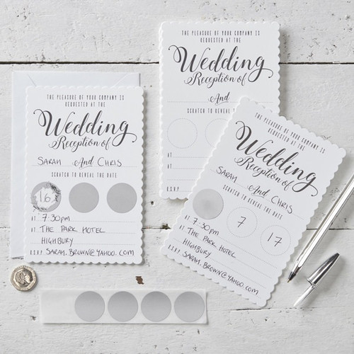 White Scratch The Date Wedding Evening Invitations - Scratch & Reveal White Scratch The Date Wedding Evening Invitations - Scratch & Reveal