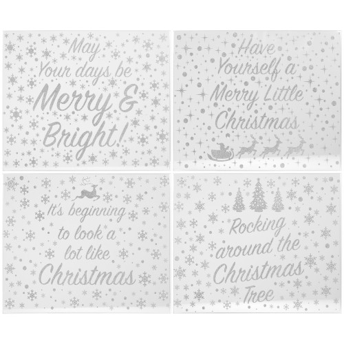 Silver Glitter Xmas Placemats Set of 4 Silver Glitter Xmas Placemats Set of 4