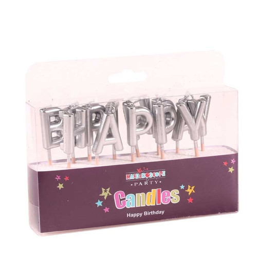 Silver Happy Birthday Candles Silver Happy Birthday Candles