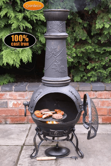 Gardeco Toledo Extra Large Cast Iron Grapes Chimenea - Bronze Gardeco Toledo Extra Large Cast Iron Grapes Chimenea - Bronze