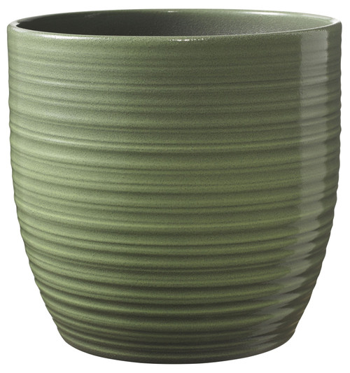 Bergamo Ceramic Pot Leave Green Glaze (14cm)