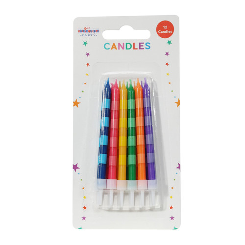 Straight Stripes Candles Multi (x12) - Pack of 6