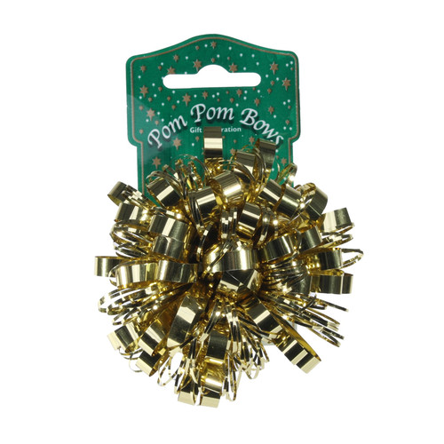 Metallic Gold Pom Pom Bow (8cm) Metallic Gold Pom Pom Bow (8cm)