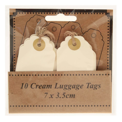 Cream Luggage Tags x10 (7cm x 3.5cm)
