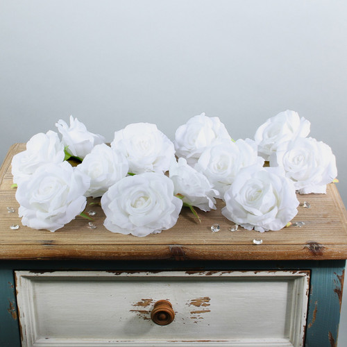 White Arundel Rose Heads (12 Heads) White Arundel Rose Heads (12 Heads)