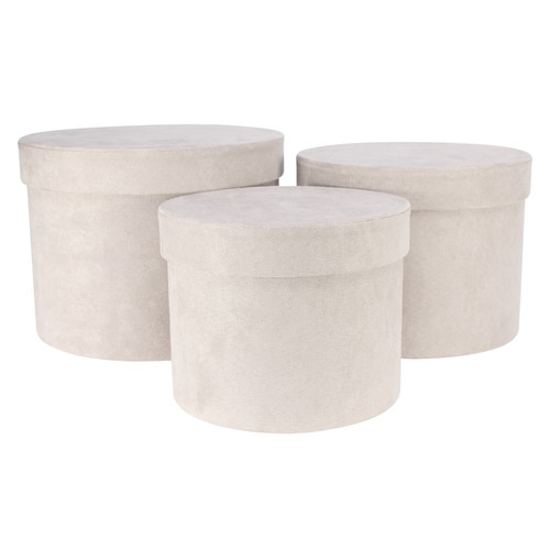 Set of 3 Grey Suede Hat Boxes Set of 3 Grey Suede Hat Boxes