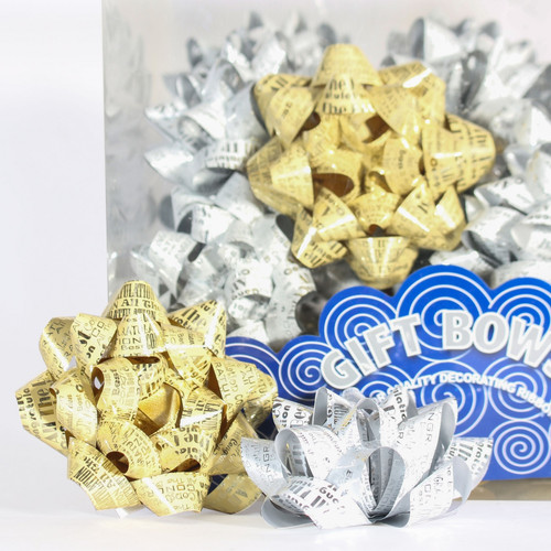 Happy Birthday Silver & Gold Gift Bows (x30) Happy Birthday Silver & Gold Gift Bows (x30)
