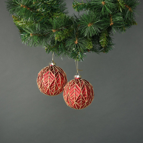 Freya Rose 10cm Glass Bauble Red (Set of 4)