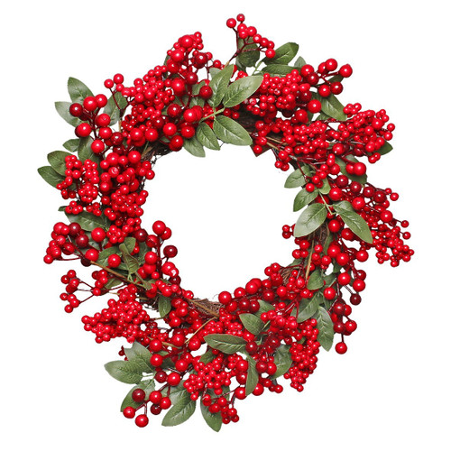 Red Berry and Leaves Wreath 