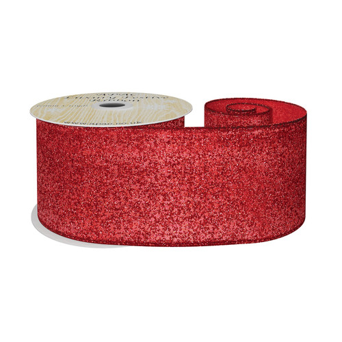 Red Glitter Ribbon (63mm x 10yd) Red Glitter Ribbon (63mm x 10yd)