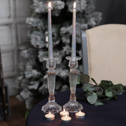 Set of 6 Silver Glitter Tealight & Dinner Candles Set of 6 Silver Glitter Tealight & Dinner Candles