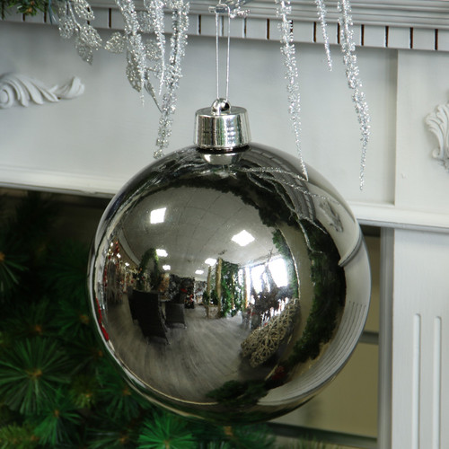 Pewter Shiny Shatterproof Bauble (x1) (25cm) Pewter Shiny Shatterproof Bauble (x1) (25cm)