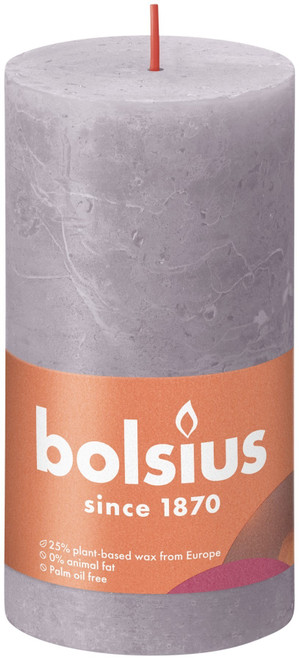 Bolsius Rustic Shine Frosted Lavender Pillar Candle (130mm x 68mm)  Bolsius Rustic Shine Frosted Lavender Pillar Candle (130mm x 68mm)