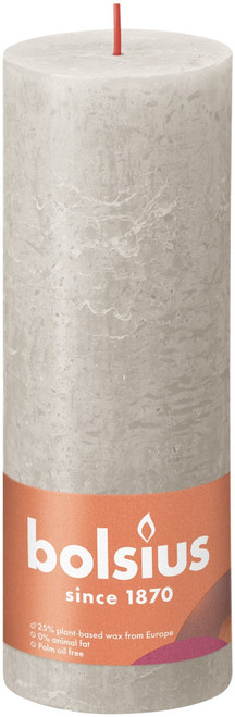 Bolsius Rustic Shine Sandy Grey Pillar Candle (190mm x 68mm) Bolsius Rustic Shine Sandy Grey Pillar Candle (190mm x 68mm)