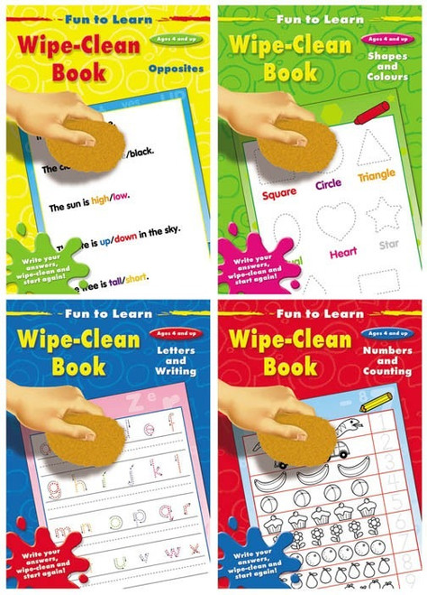 Fun to Learn Wipe Clean Books (4 Assorted Books)