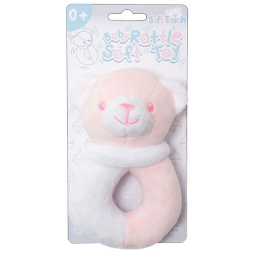 Soft Touch - Pink / White Bear Rattle Toy