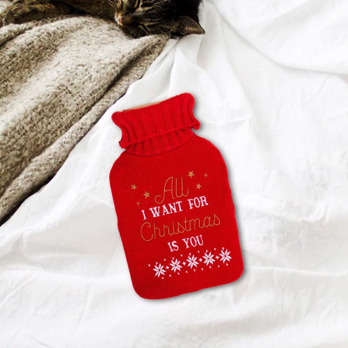 All I Want For Christmas - Hot Water Bottle & Knitted Cover All I Want For Christmas - Hot Water Bottle & Knitted Cover