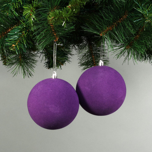 10cm Purple Velvet Baubles (Set of 4)