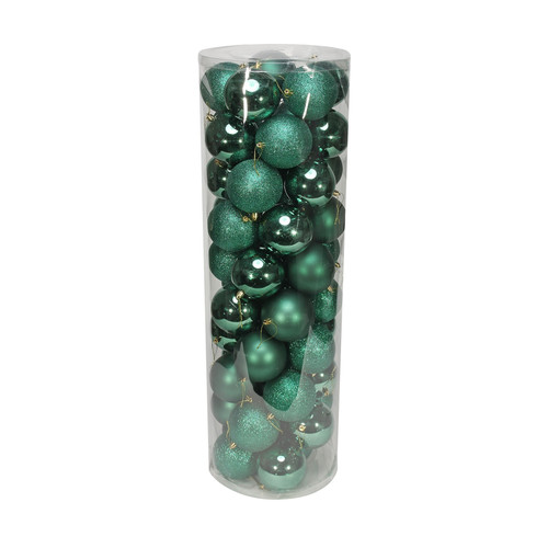 50 Green Baubles in Matt, Shiny & Glitter Finish (10cm)