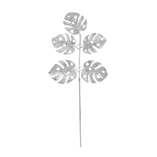 Silver Glitter monstera Leaf Spray  