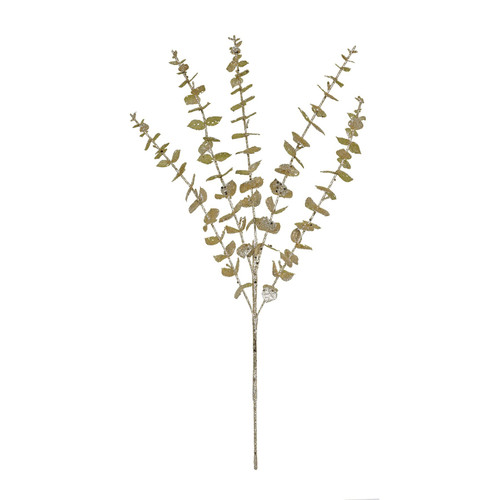 Gold Glitter Eucalyptus Stem (x5 Leaves)