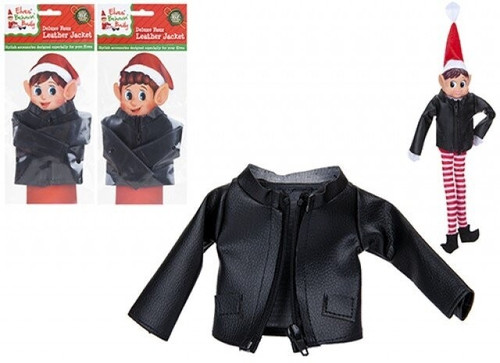 Faux Black Leather Jacket With Zip For Elf