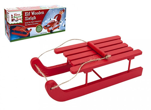 Elf Red Wooden Sleigh (7x3x2 inch) Elf Red Wooden Sleigh (7x3x2 inch)