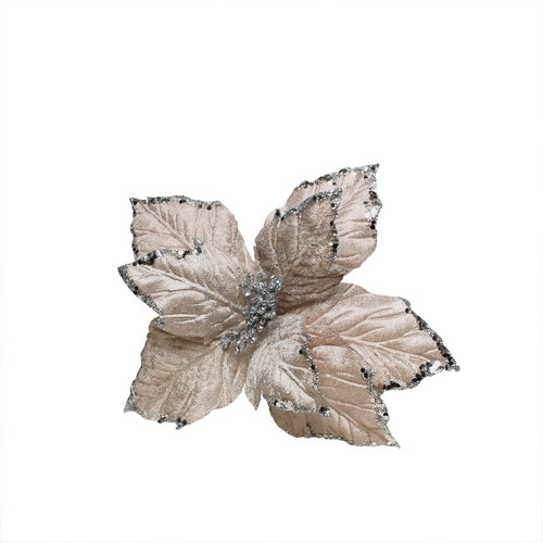Small Silver Poinsettia Pick Small Silver Poinsettia Pick