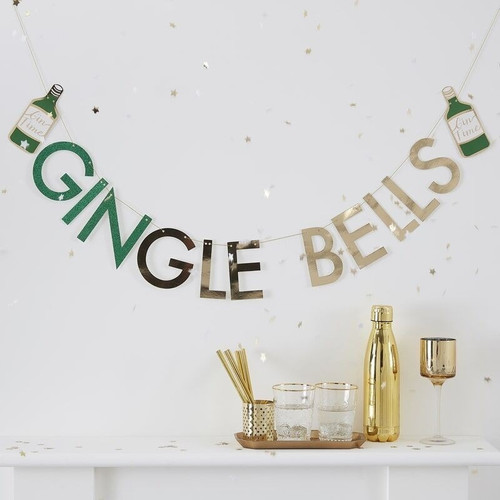 Glitter Gingle Bells Christmas Gin Party Bunting 