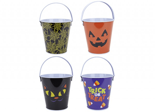 Printed Halloween Tin Candy Buckets (Assorted) Printed Halloween Tin Candy Buckets (Assorted)