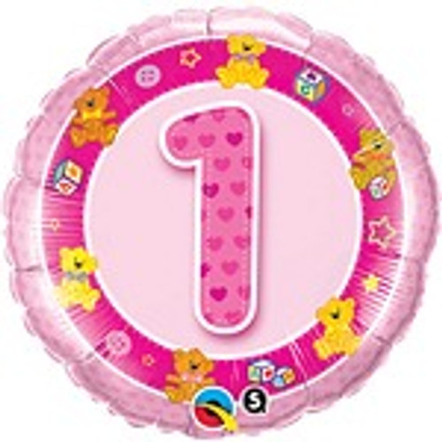 Teddy Bears 1st Birthday Girl Foil Balloon