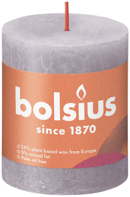 Frosted Lavender Bolsius Rustic Shine Pillar Candle (80 x 68mm)