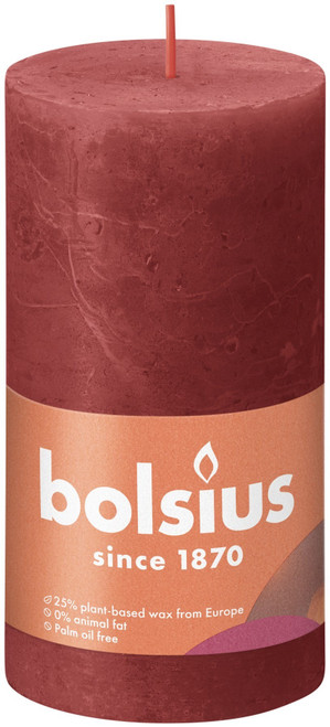 Delicate Red Bolsius Rustic Shine Pillar Candle (130 x 68mm) Delicate Red Bolsius Rustic Shine Pillar Candle (130 x 68mm)