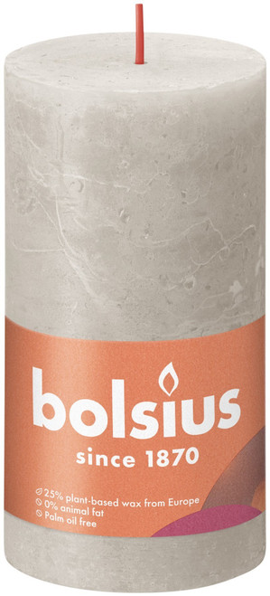 Sandy Grey Bolsius Rustic Shine Pillar Candle (130 x 68mm)
