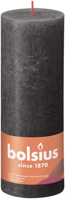 Stormy Grey Bolsius Rustic Shine Pillar Candle (190 x 68mm)