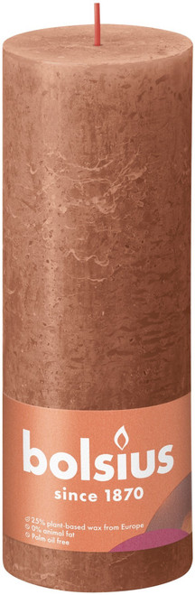Bolsius Rustic Rusty Pink Shine Pillar Candle (190mm x 68mm)