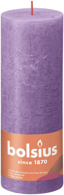 Vibrant Violet Bolsius Rustic Shine Pillar Candle (190 x 68mm)