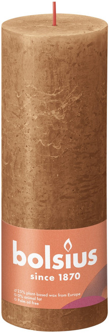 Spice Brown Bolsius Rustic Shine Pillar Candle (190 x 68mm)