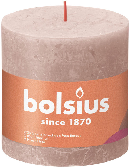 Misty Pink Bolsius Rustic Shine Pillar Candle (100 x 100mm)