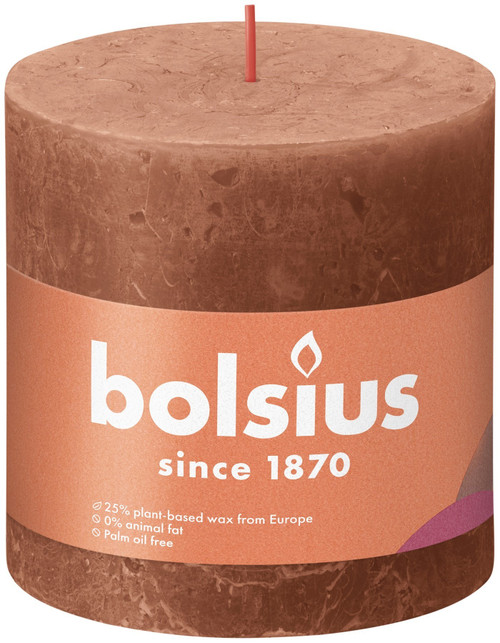 Bolsius Rustic Shine Rusty Pink Pillar Candle (100mm x 100mm)