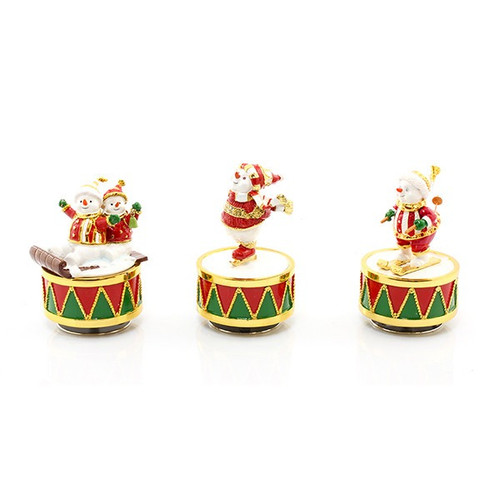Christmas Snowman Enamelled Musical Figurine Collectibles (3 Assorted Designs) Christmas Snowman Enamelled Musical Figurine Collectibles (3 Assorted Designs)
