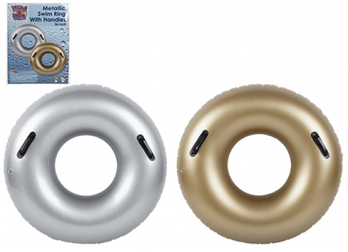 Assorted Metallic Swim Ring with Handle  (36 Inch)