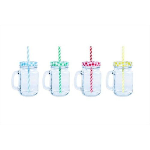 Mason Jar With Straw (Assorted)