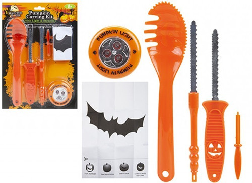 Luxury Pumpkin Carving Set with Light and Stencils