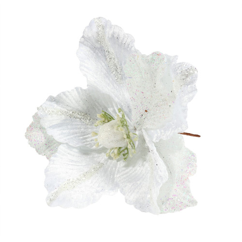 White Velvet Magnolia with Glitter edge (Dia26cm)