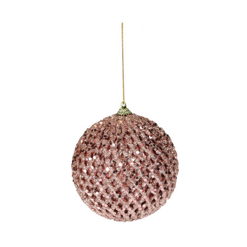 Pretty in Pink Rose Gold Glitter Bauble (Dia10cm) Pretty in Pink Rose Gold Glitter Bauble (Dia10cm)